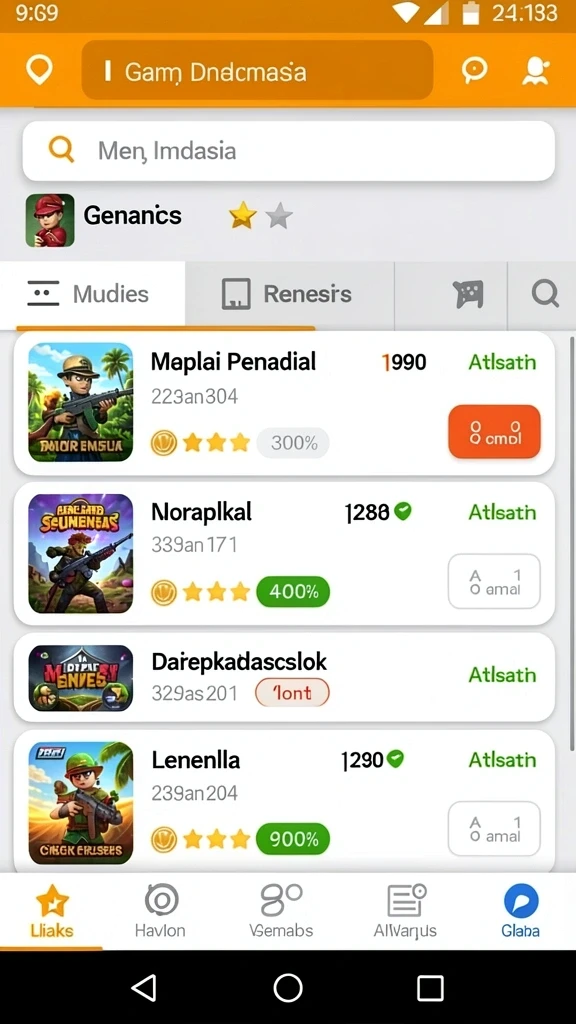 Screenshot menunjukkan menu pilihan mode permainan yang bervariasi.