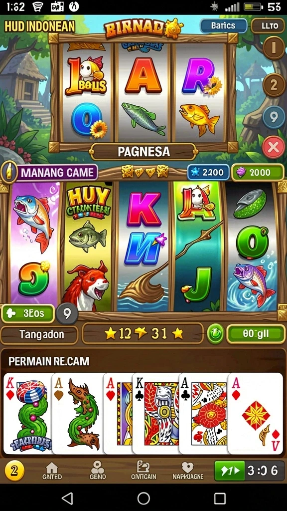 Screenshot menunjukkan berbagai tema mesin slot yang tersedia.